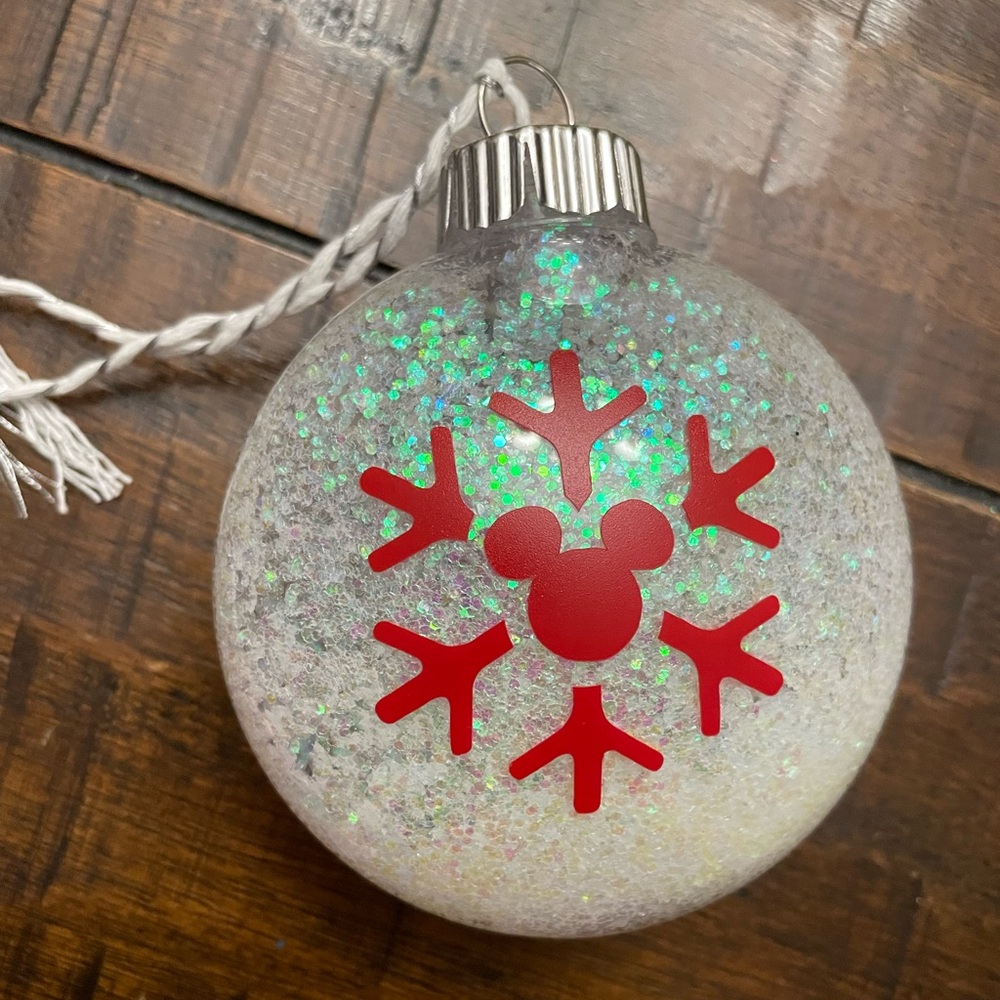 Handmade Mickey Mouse Snowflake Glitter Ornaments